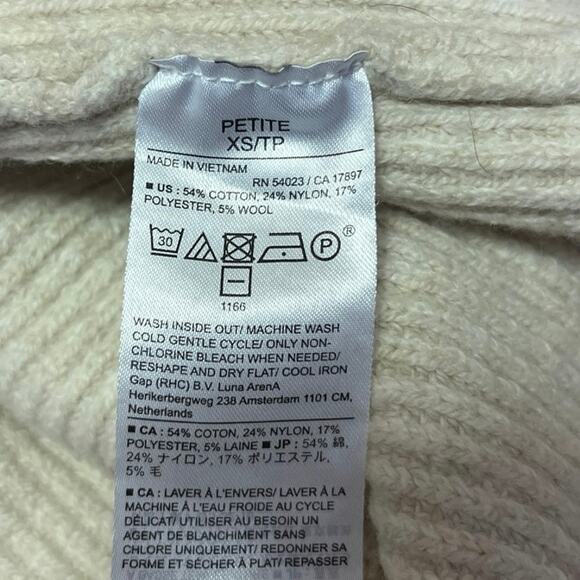 Banana Republic Cream Wool Rib Knit Open Front Long Sleeve Cardigan Sweater XS - Picture 5 of 5